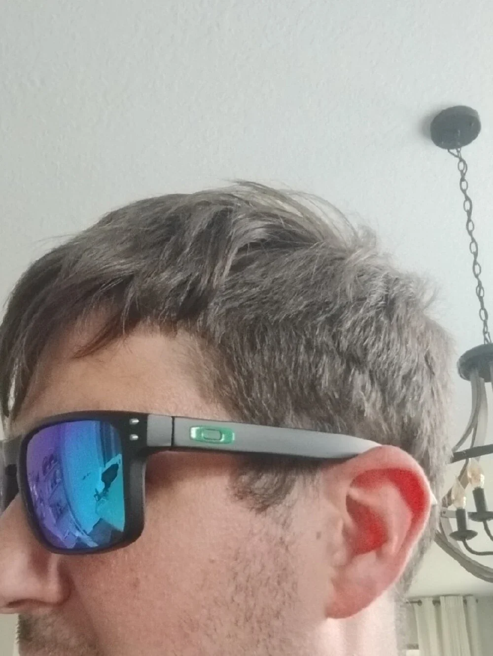 Oakley Matte Black Holbrook Sunglasses with Blue/Green Mirror Lenses